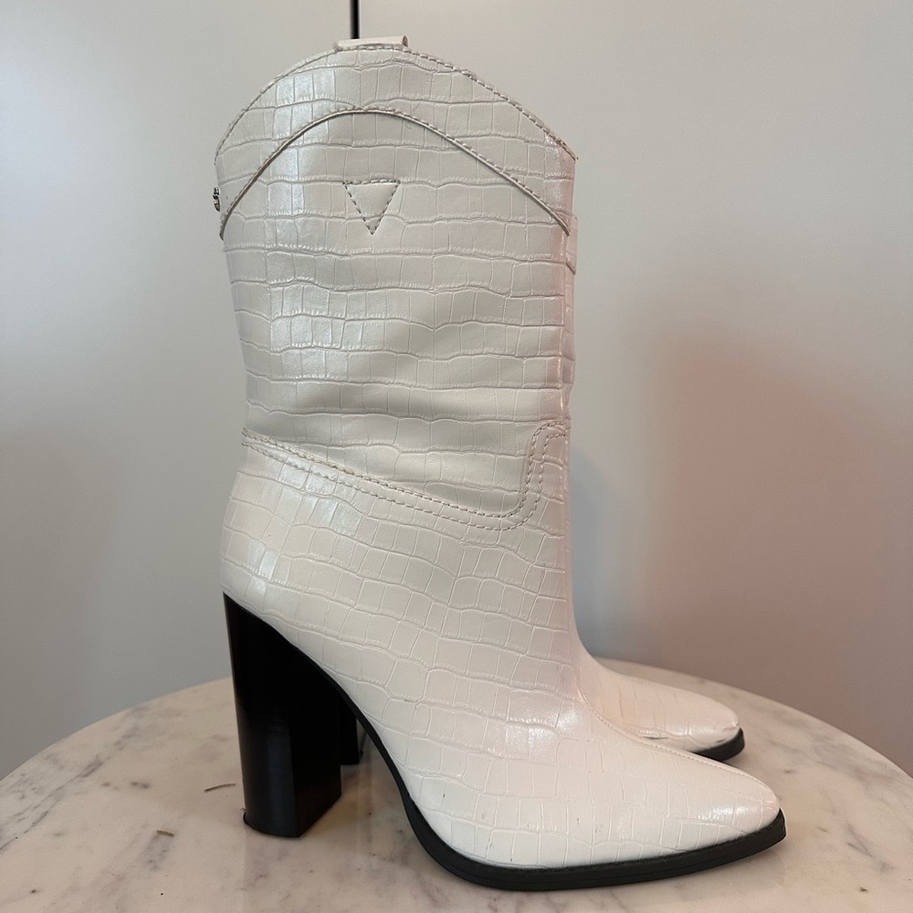 Guess White Cowboy Boots